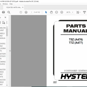 Hyster T5Z (A476) T7Z (A477) Parts Manual - PDF DOWNLOAD