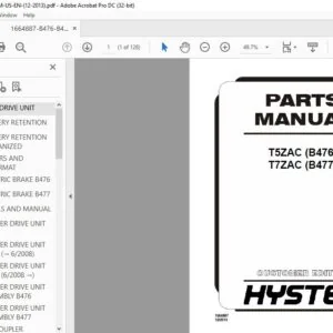 Hyster T5ZAC (B476) T7ZAC (B477) Parts Manual - PDF DOWNLOAD