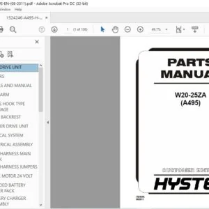 Hyster W20-25ZA (A495) Parts Manual - PDF DOWNLOAD