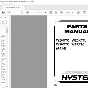 Hyster W20XTC W25XTC W30XTC W40XTC (A454) Parts Manual - PDF DOWNLOAD
