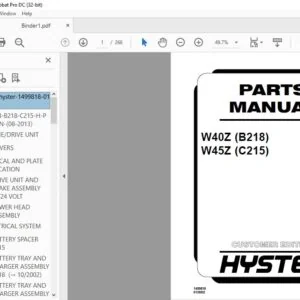Hyster W40Z (B218) W45Z (C215) Parts Manual - PDF DOWNLOAD