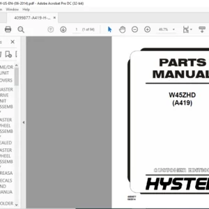 Hyster W45ZHD (A419) Parts Manual - PDF DOWNLOAD