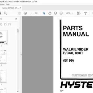 Hyster Walkie Rider B C60 80XT (B199) Parts Manual - PDF DOWNLOAD