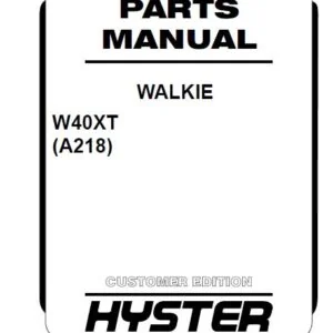 Hyster Walkie W40XT (A218) Parts Manual - PDF DOWNLOAD