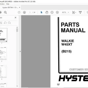 Hyster Walkie W45XT (B215) Parts Manual - PDF DOWNLOAD