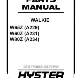 Hyster Walkie W65Z (A229) W60Z (A231) W80Z (A234) Parts Manual - PDF DOWNLOAD