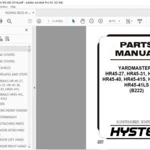 Hyster Yardmaster II HR45-27 HR45-31 HR45-36 HR45-40 HR45-41S HR45-41L HR45-41LS (B222) Parts Manual - PDF DOWNLOAD