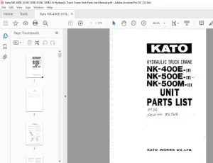 Kato NK-400E-III NK-500E-III NK-500M-III Hydraulic Truck Crane Unit Parts List Manual
