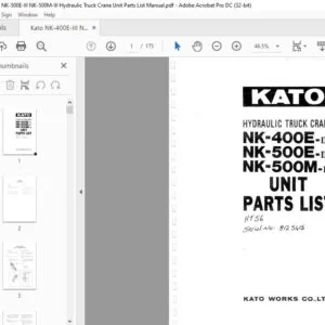 Kato NK-400E-III NK-500E-III NK-500M-III Hydraulic Truck Crane Unit Parts List Manual