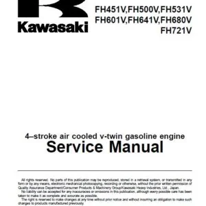 Kawasaki FH451V FH500V FH531V FH601V FH641V FH680V FH721V 4–stroke air cooled v-twin gasoline engine Service Manual