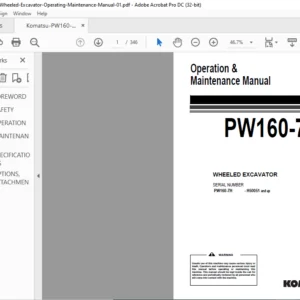 Komatsu PW160-7H Wheeled Excavator Operation & Maintenance Manual - PDF DOWNLOAD