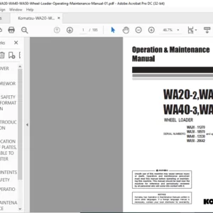 Komatsu WA20-2 WA30-5 WA40-3 WA50-3 Wheel Loader Operation & Maintenance Manual