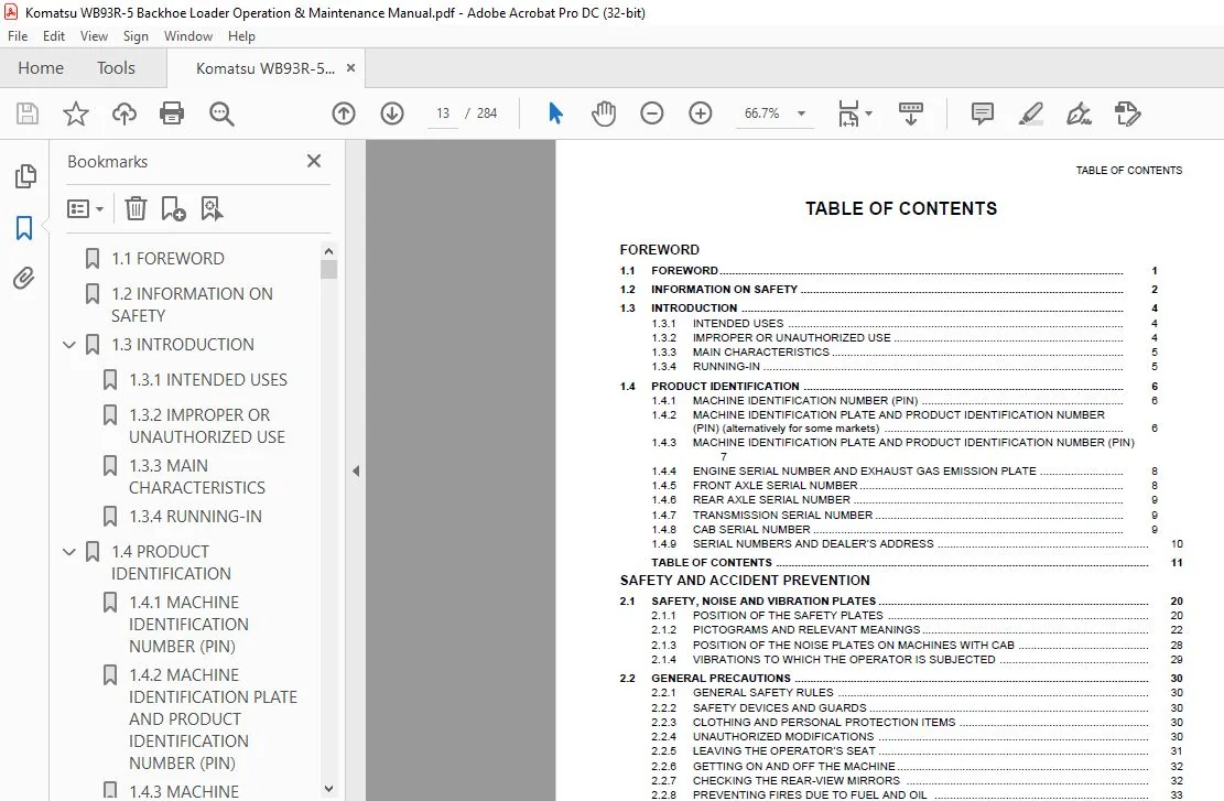 Komatsu WB93R-5 Backhoe Loader Operation & Maintenance Manual - PDF DOWNLOAD - Image 4