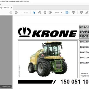 Krone Big X 680 780 880 Spare Parts Catalog Manual - PDF DOWNLOAD
