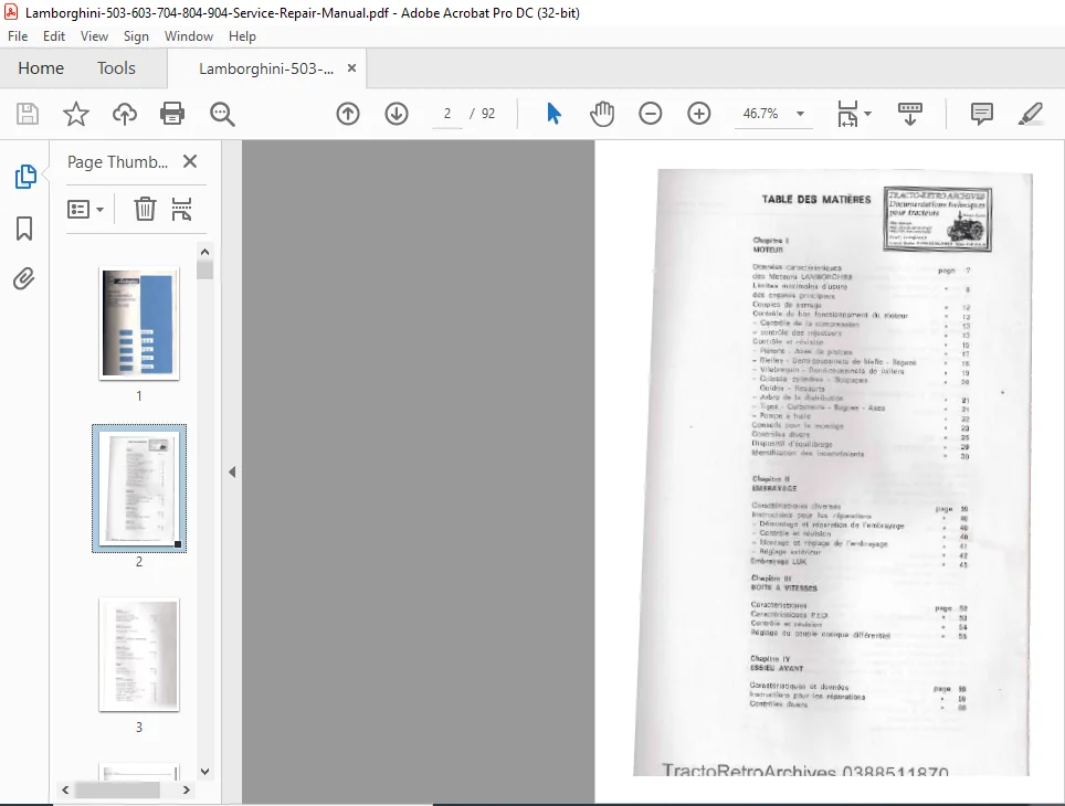 Lamborghini 503 603 704 804 904 Tractor Service Repair Manual - PDF DOWNLOAD - Image 3