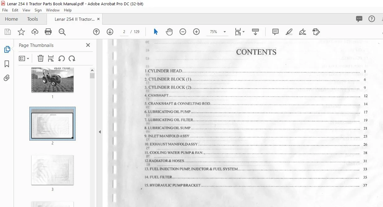 Lenar 254 II Tractor Parts Book Manual - PDF DOWNLOAD - Image 3