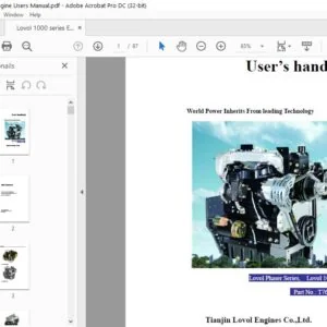 Lovol 1000 series Engine Users Manual - PDF DOWNLOAD