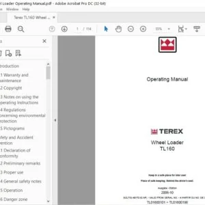 Terex TL160 Wheel Loader Operating Manual - PDF DOWNLOAD