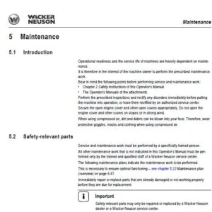 Wacker Neuson 8003 Track Excavator Maintenance Manual - PDF DOWNLOAD