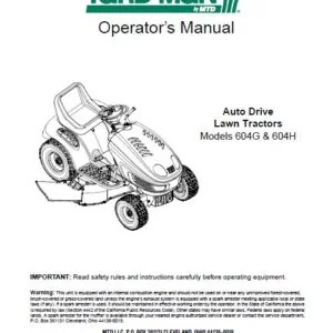 Yard Man 604G 604H Auto Drive Lawn Tractor Operators Manual - PDF DOWNLOAD