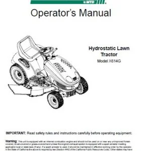 Yard Man Hydrostatic Lawn Tractor Model X614G Operators Manual - PDF DOWNLOAD
