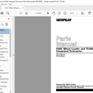 Cat 928G Wheel Loader and IT28G Integrated Toolcarrier Parts Manual  -PDF DOWNLOAD