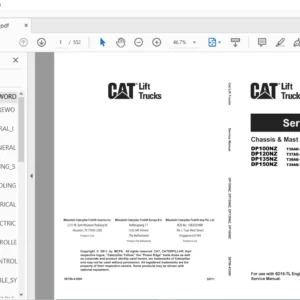 Caterpillar DP120NZ Lift Truck Service Manual - PDF DOWNLOAD