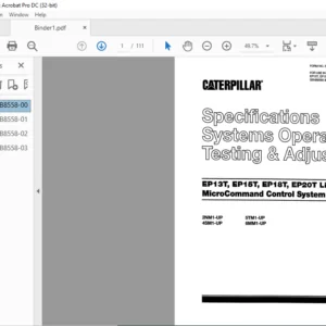 Caterpillar EP13T 48V Specifications Systems Operation Testing & Adjusting Manual - PDF DOWNLOAD