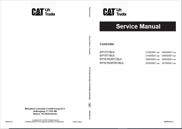 Caterpillar EP15TCB Lift Trucks Service, Operation & Maintenance ...