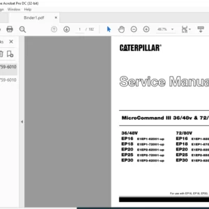 Caterpillar EP16 36-48V MCIII Service Manual - PDF DOWNLOAD