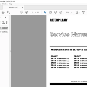 Caterpillar EP16 72-80V MCIII Lift Trucks Service Manual - PDF DOWNLOAD