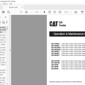 Caterpillar EP16CPN Lift Trucks Service, Operation & Maintenance Manuals - PDF DOWNLOAD