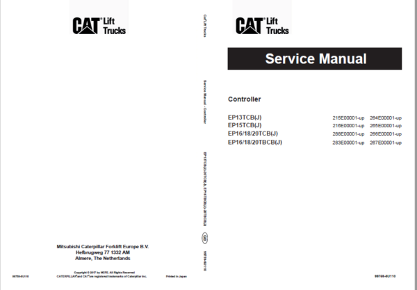 Caterpillar EP16TCB Lift Trucks Service, Operation & Maintenance ...