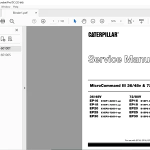 Caterpillar EP18 72-80V MCIII Lift Trucks Service Manual - PDF DOWNLOAD