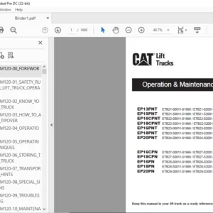 Caterpillar EP18CPNT Lift Trucks Service, Operation & Maintenance Manuals - PDF DOWNLOAD