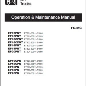 Caterpillar EP18PN Lift Truck Service, Operation & Maintenance Manuals - PDF DOWNLOAD