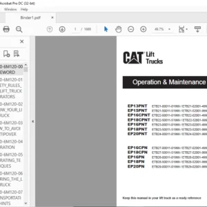 Caterpillar EP18PNT Lift Trucks Service, Operation & Maintenance Manuals - PDF DOWNLOAD