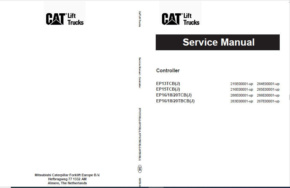 Caterpillar EP18TBCB Lift Trucks Service, Operation & Maintenance ...