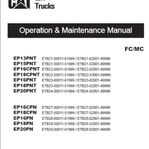 Caterpillar EP20PN Lift Truck Service, Operation & Maintenance Manuals - PDF DOWNLOAD