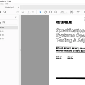 Caterpillar EP20T 48V Specifications Systems Operation Testing & Adjusting Manual - PDF DOWNLOAD