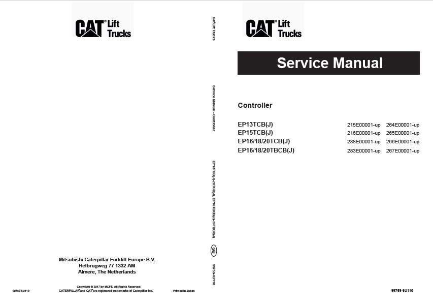 Caterpillar EP20TBCB(J) Lift Truck Service Manual - PDF DOWNLOAD ...