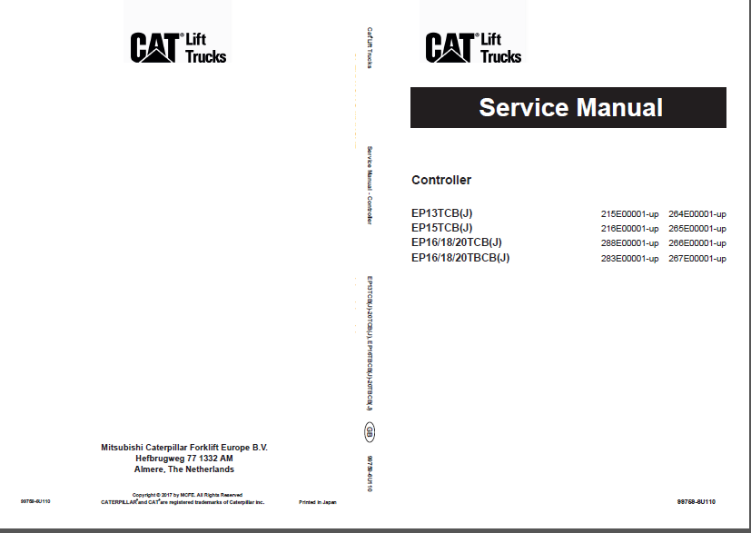 Caterpillar EP20TCB Lift Truck Service, Operation & Maintenance Manual ...