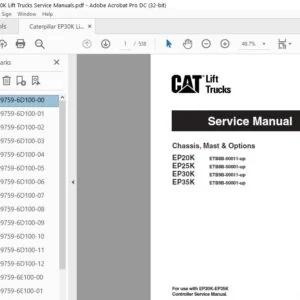 Caterpillar EP30K Lift Trucks Service Manuals - PDF DOWNLOAD
