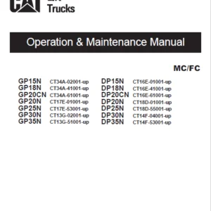 Caterpillar GP20CN Lift Truck Service, Operation & Maintenance Manuals - PDF DOWNLOAD