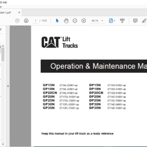 Caterpillar GP20HN Lift Trucks Operation & Maintenance & Service Manuals - PDF DOWNLOAD