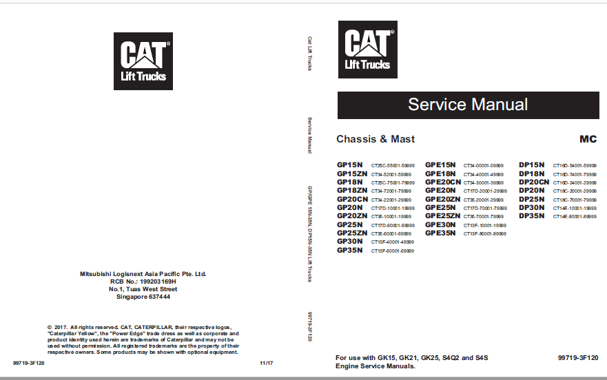 Caterpillar GP20N Lift Trucks Service Manuals - PDF DOWNLOAD ...