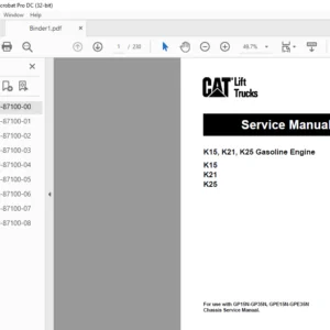 Caterpillar GP20NM Lift Trucks Service Manual - PDF DOWNLOAD