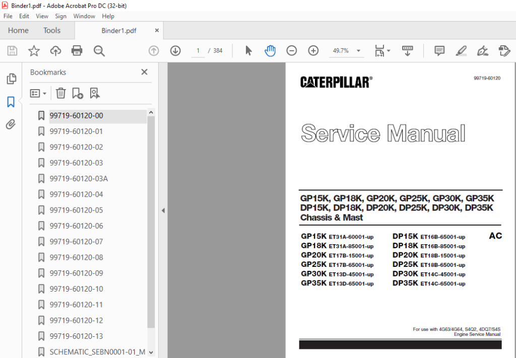 Caterpillar GP25K FC Lift Trucks Service Manual - PDF DOWNLOAD ...