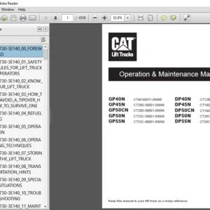 Caterpillar GP50N Lift Truck Service, Operation & Maintenance Manuals - PDF DOWNLOAD