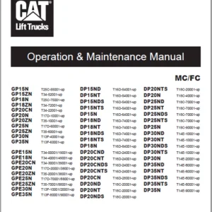 Caterpillar GPE18N Lift Trucks Service, Operation & Maintenance Manuals - PDF DOWNLOAD